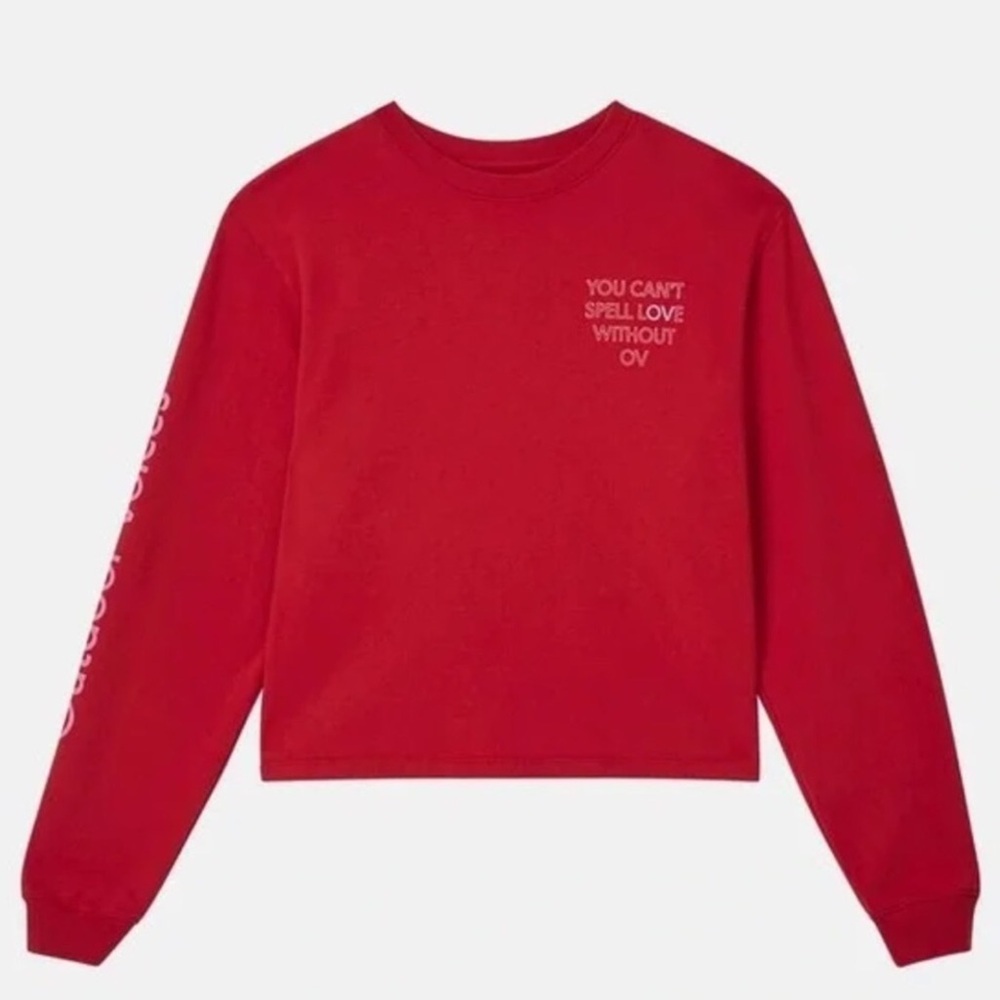 Outdoor Voices Women M Red You Can’t Spell Love Without OV Crew Sweatshirt